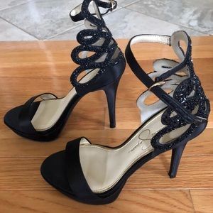 Jessica Simpson Bayvinn Crystal Satin High Heels
